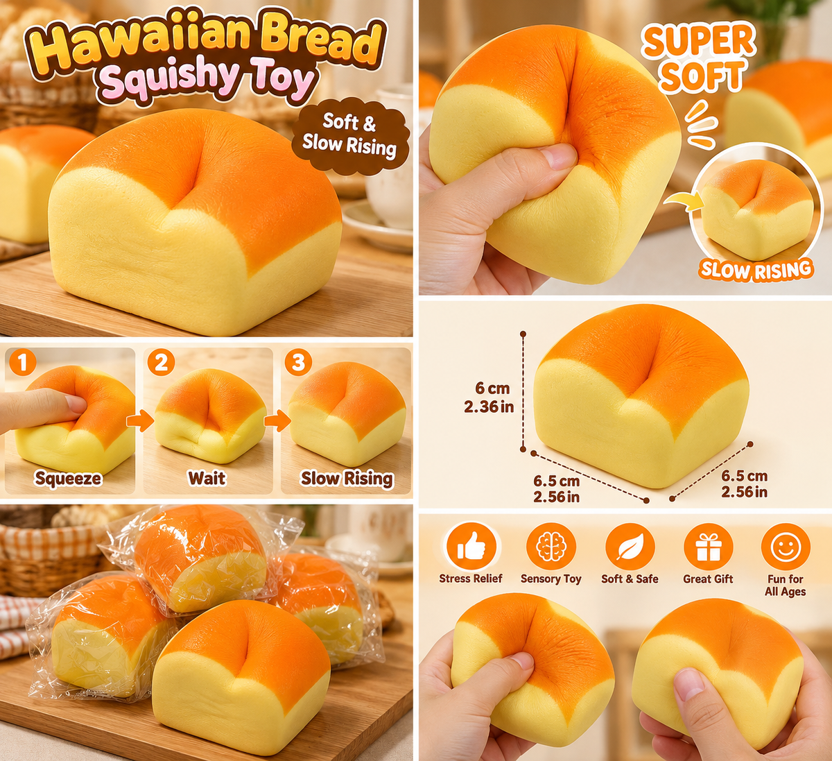 Soft Bread Loaf Squishy – Realistic Food Squishy Toy