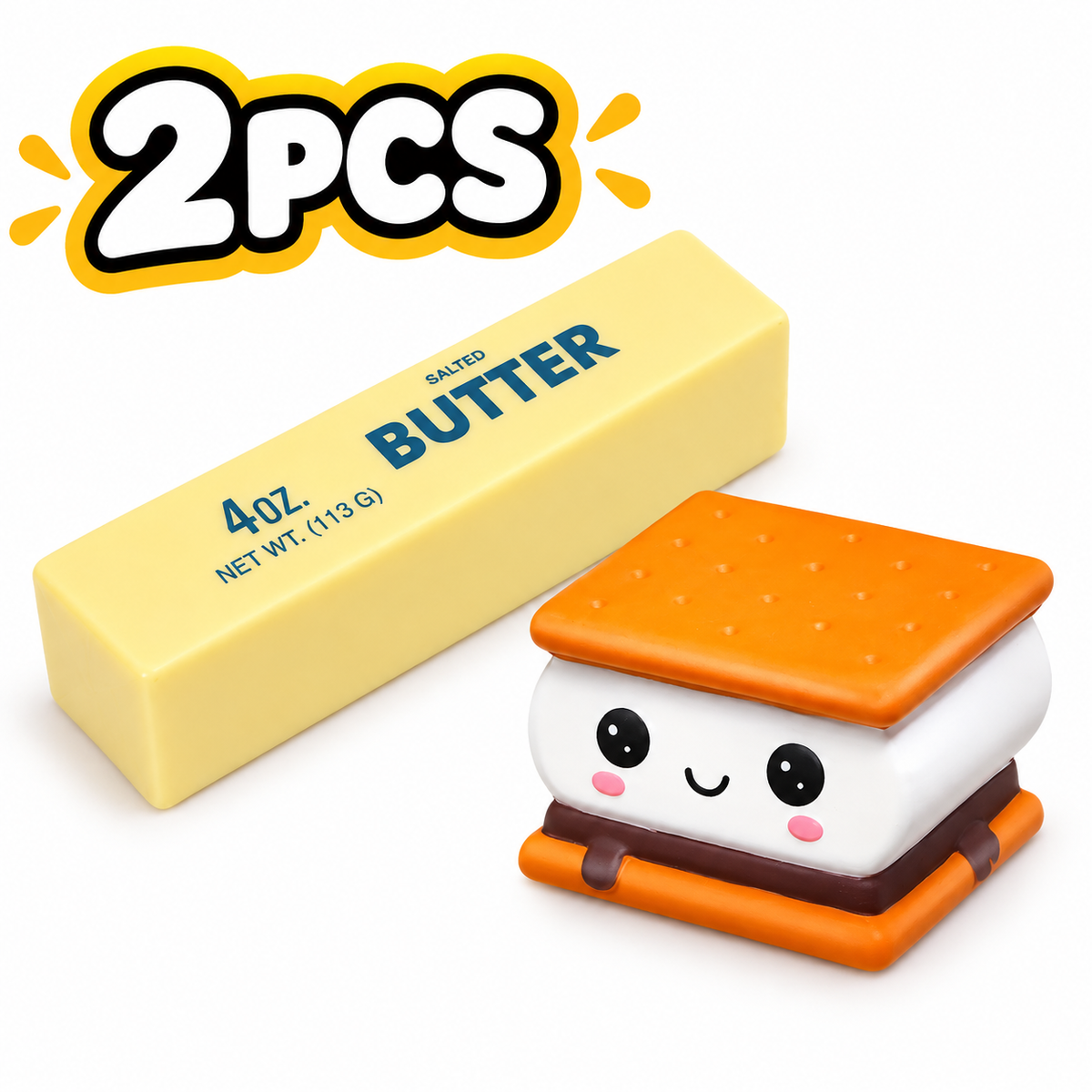 2PCS Butter & S’mores Squishy Set
