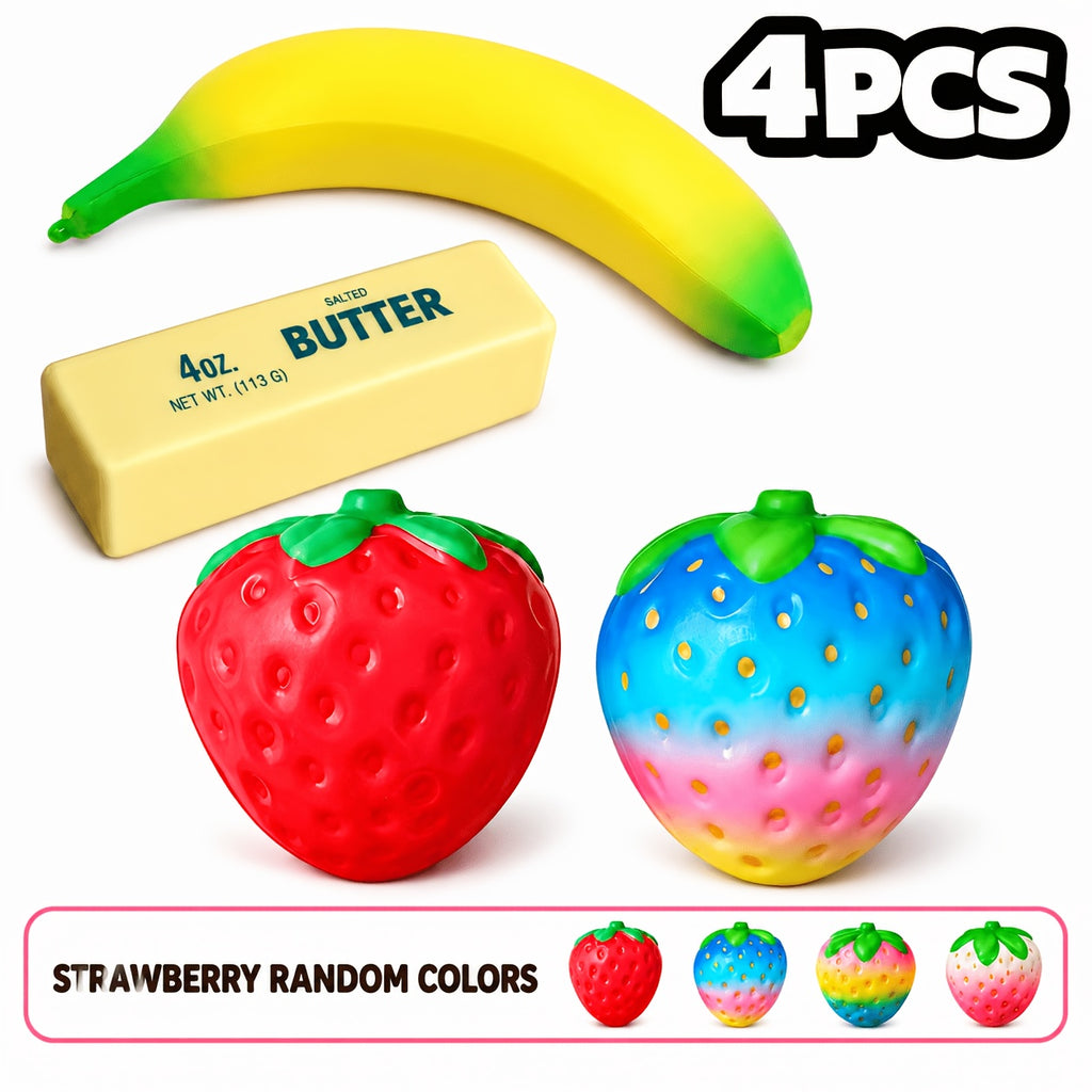 4PCS Fruit & Butter Squishy Set