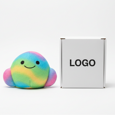 a squishy toy and a blank box with word"Logo"