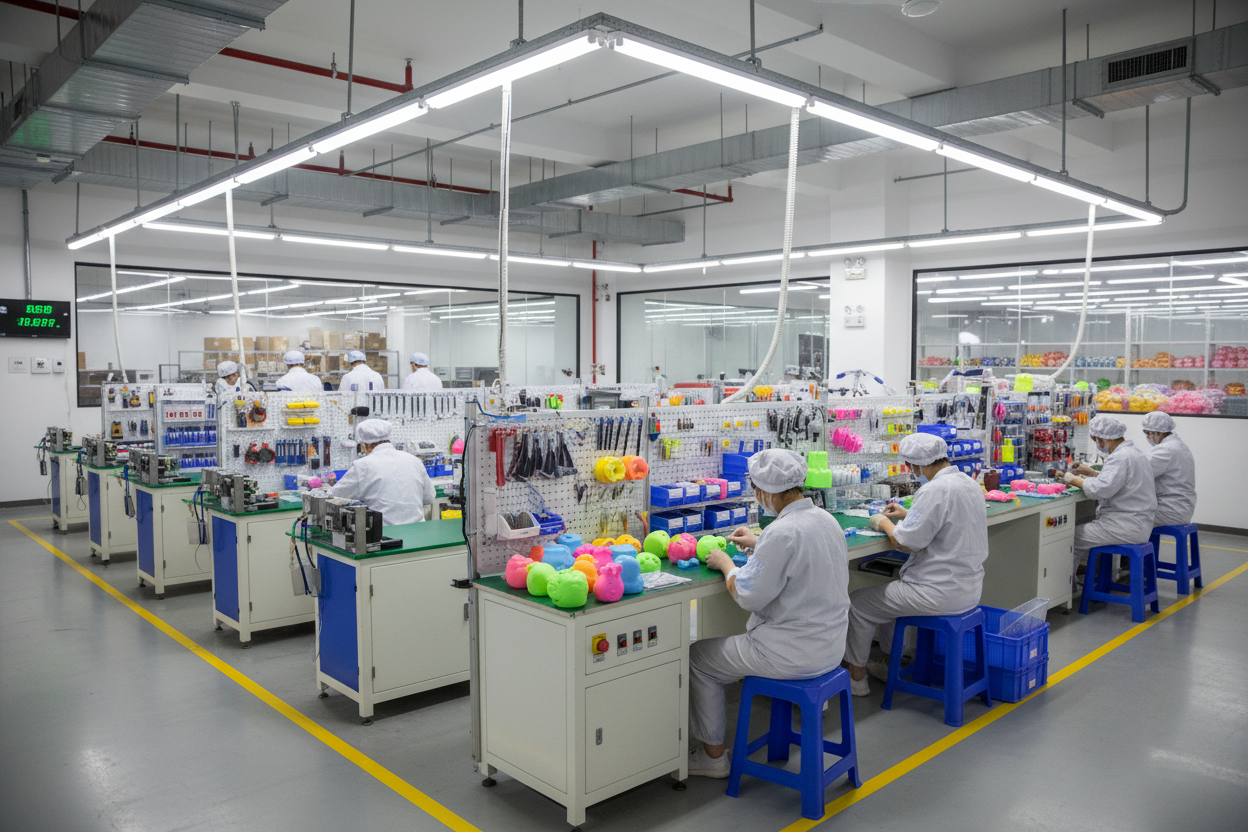 Clean squishy toy factory floor