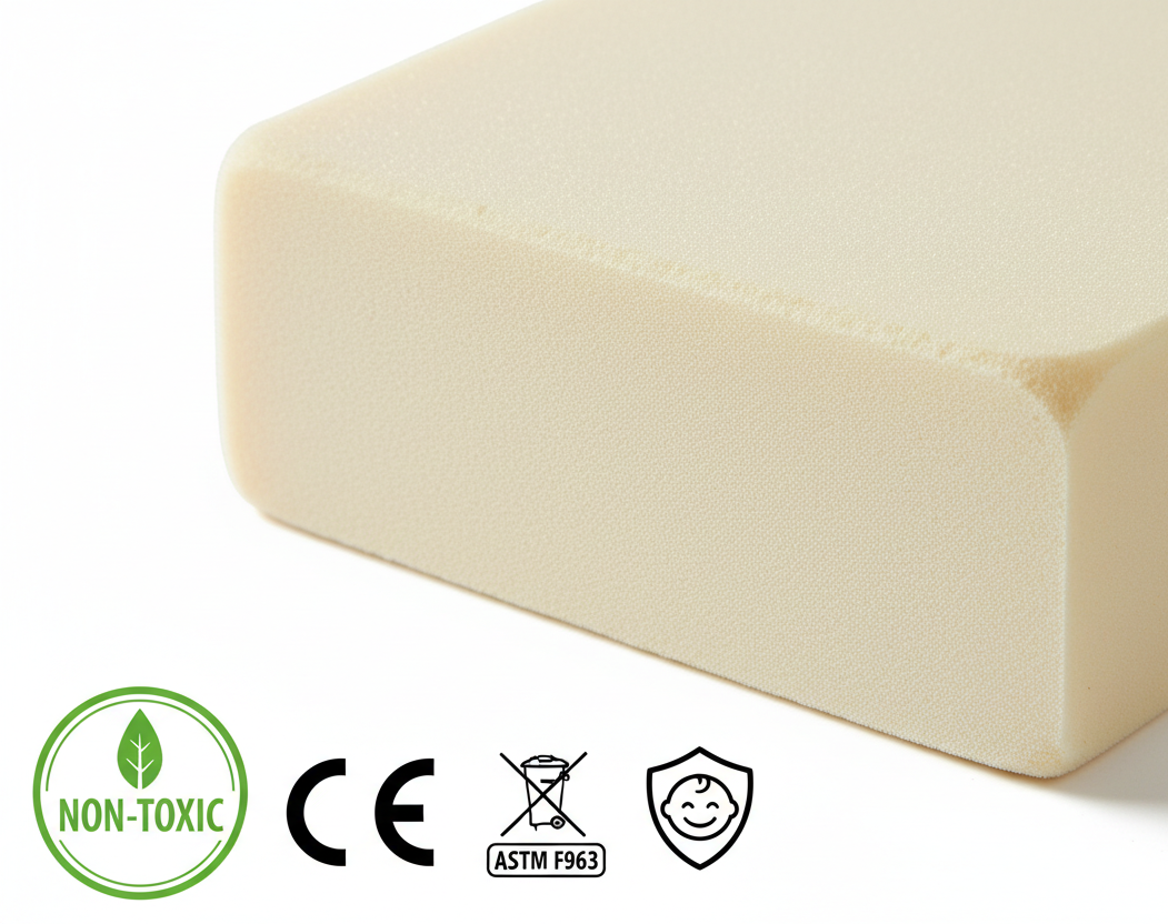 show the material PU foam and safety